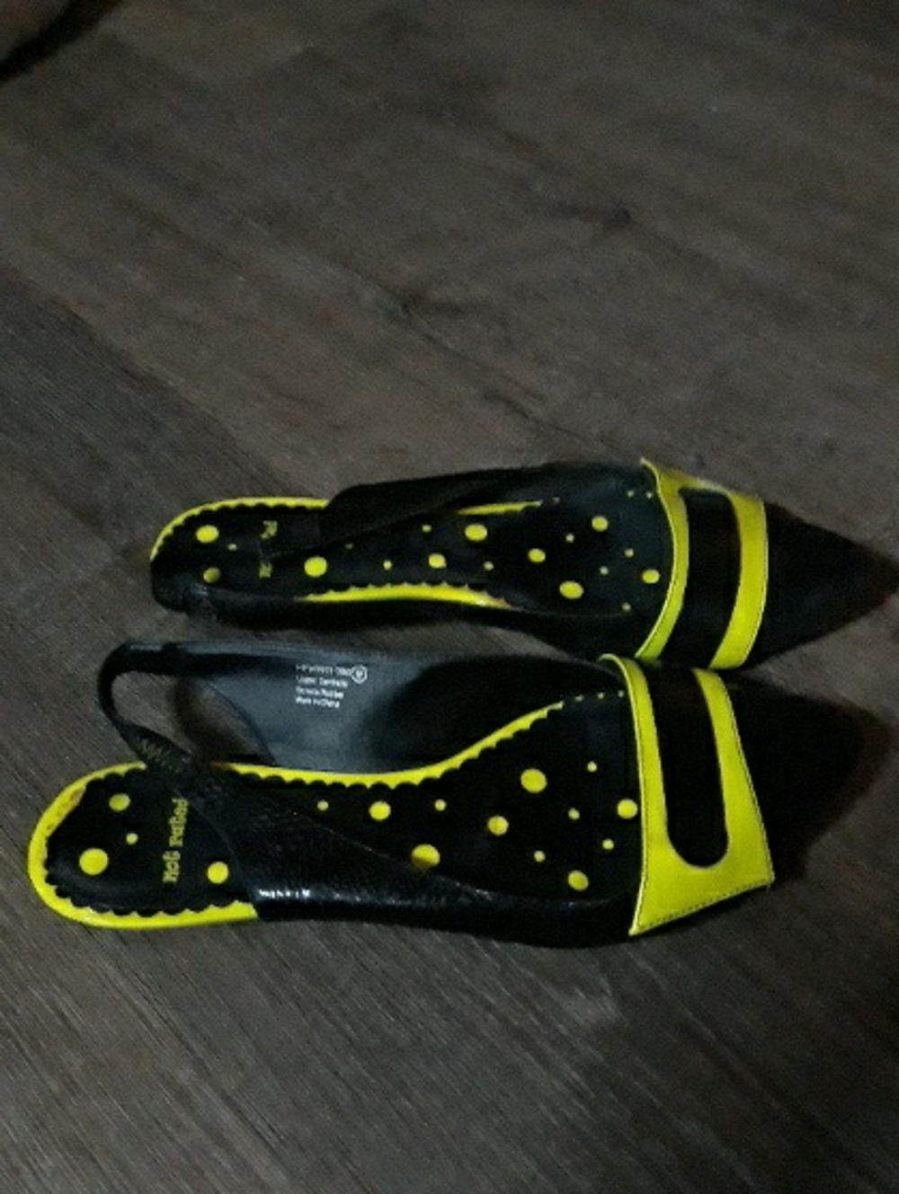 Not Rated Black and Yellow Pointed Slingback Flats